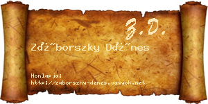 Záborszky Dénes névjegykártya